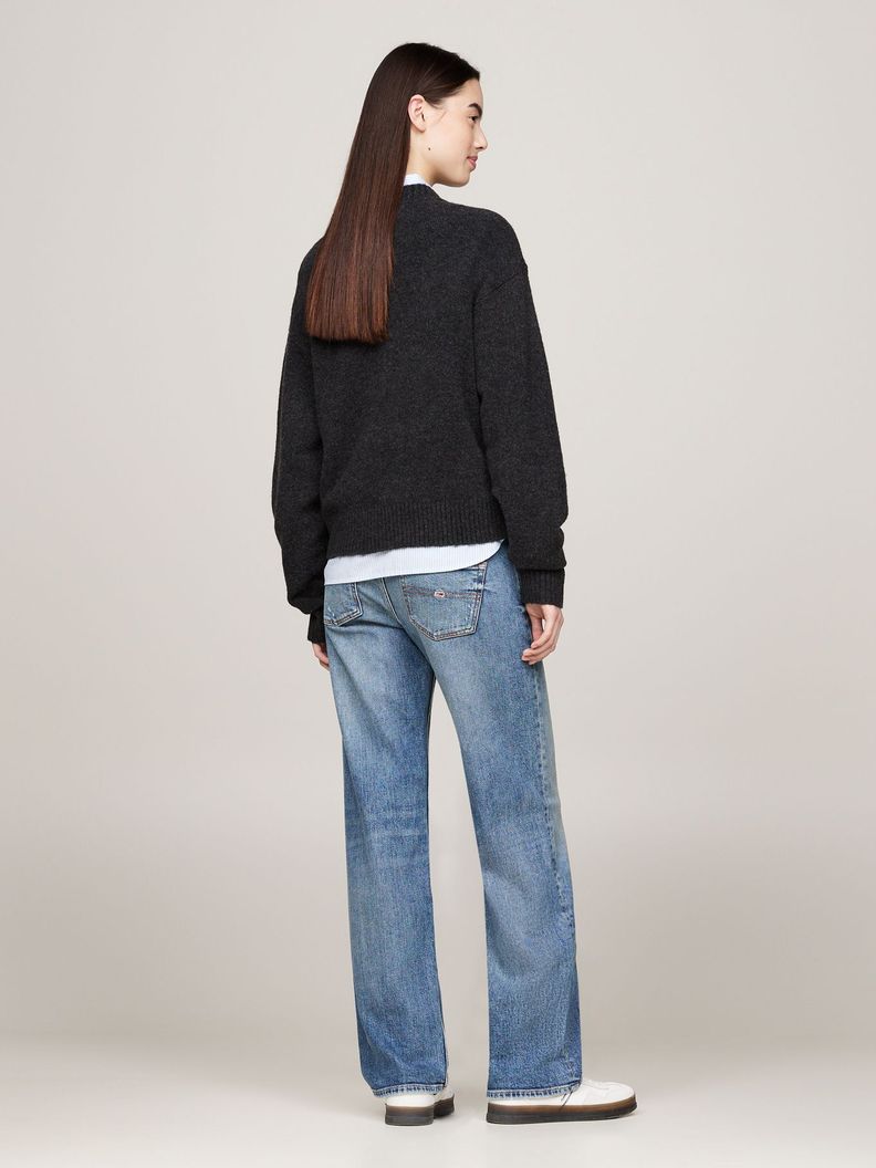 Sweater De Melánge Con Logo Flag Negro Tommy Hilfiger-2