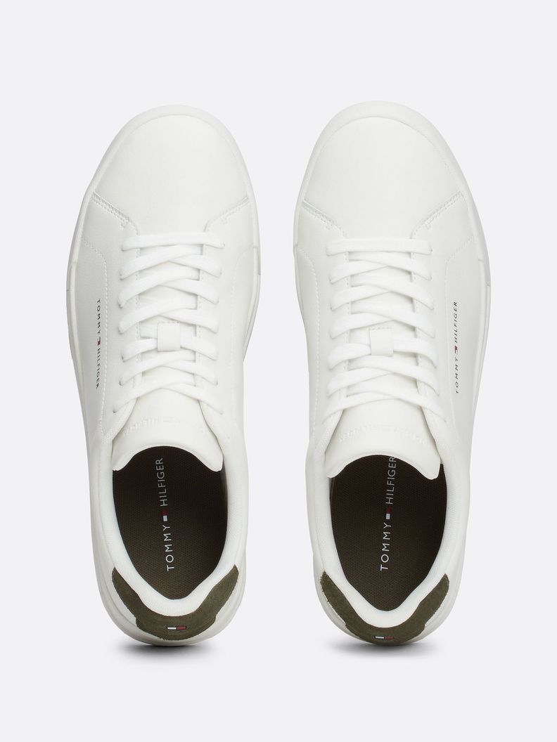 Zapatilla Court De Cuero Con Logo Blanco Tommy Hilfiger-2