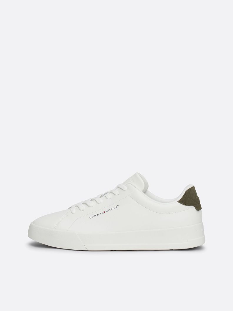 Zapatilla Court De Cuero Con Logo Blanco Tommy Hilfiger-5