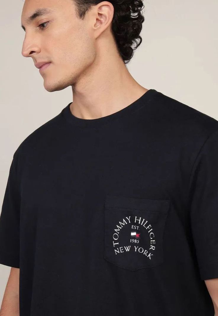 Polera Con Bolsillo Y Logo Arqueado Azul Tommy Hilfiger-4