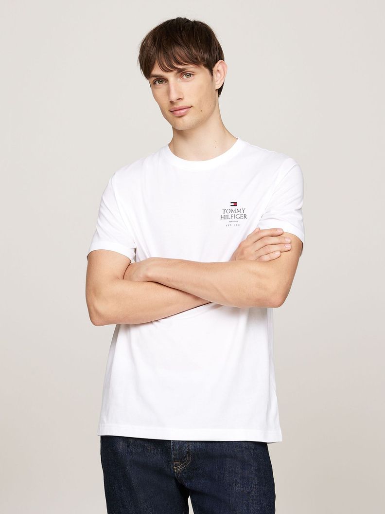 Polera De Cuello Redondo Con Logo Blanco Tommy Hilfiger-0