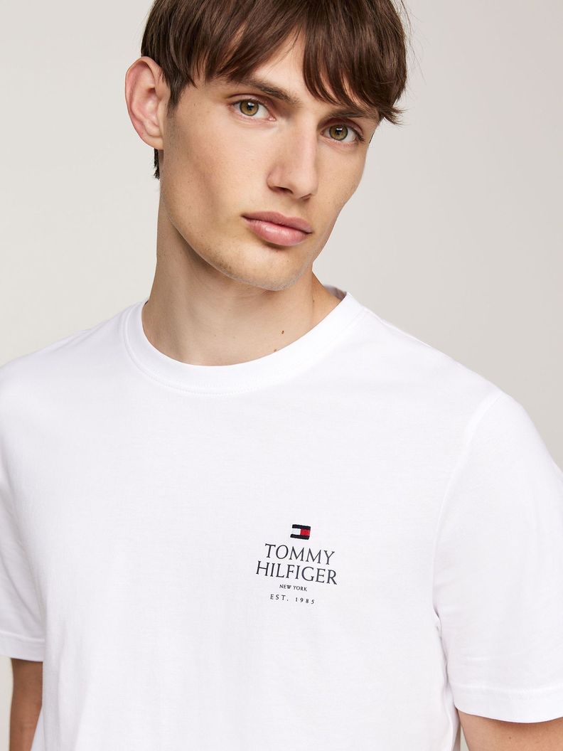 Polera De Cuello Redondo Con Logo Blanco Tommy Hilfiger-3