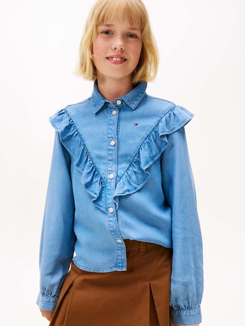 Blusa Con Volantes Azul 4
