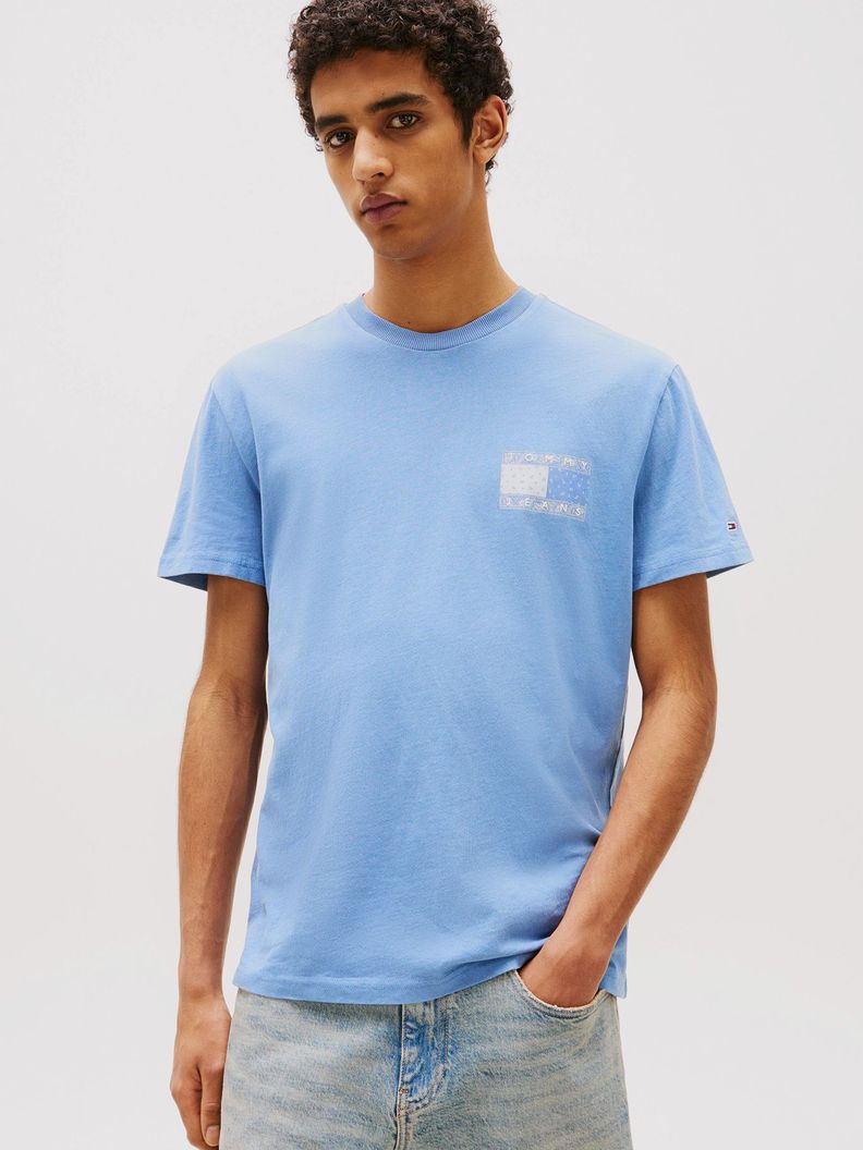 Polera Paisley Flag Logo Regular Fit Celeste S