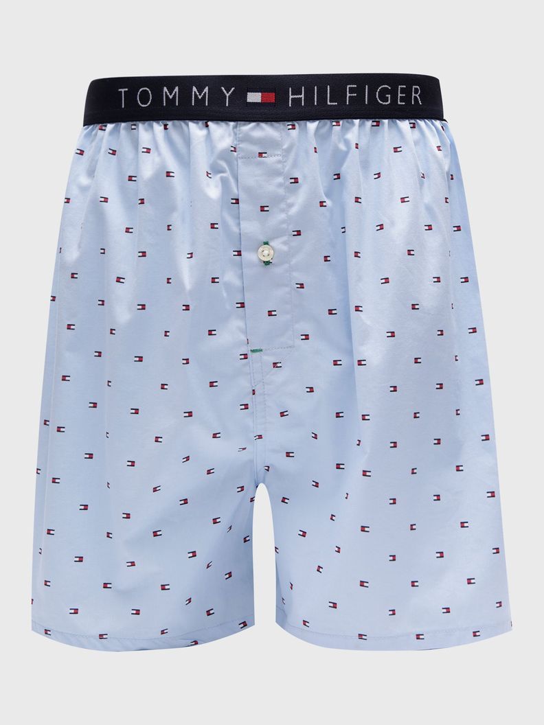 Boxer Con Print De Banderas Celeste S