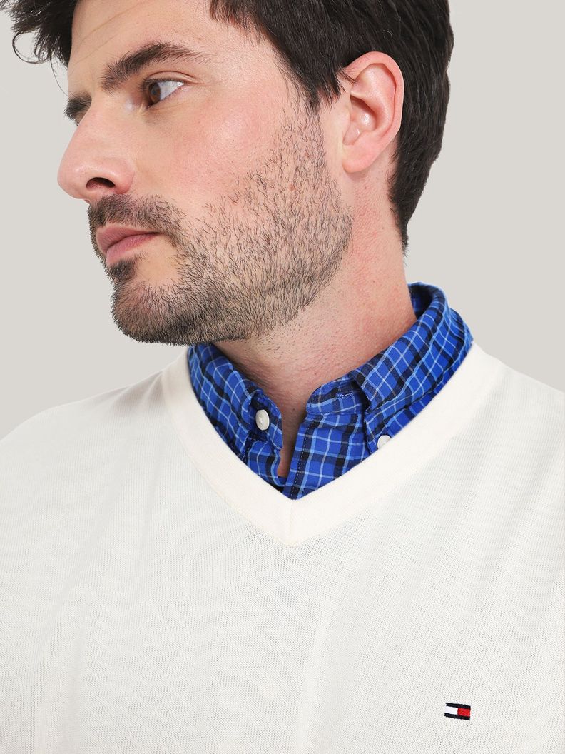 SWEATER BÁSICO SIGNATURE V-NECK BLANCO TOMMY HILFIGER-3