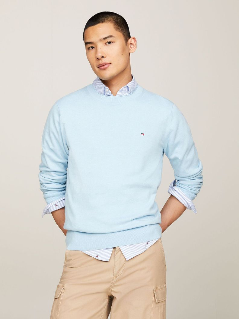 Sweater Punto Mouliné C-Neck Azul Tommy Hilfiger-0