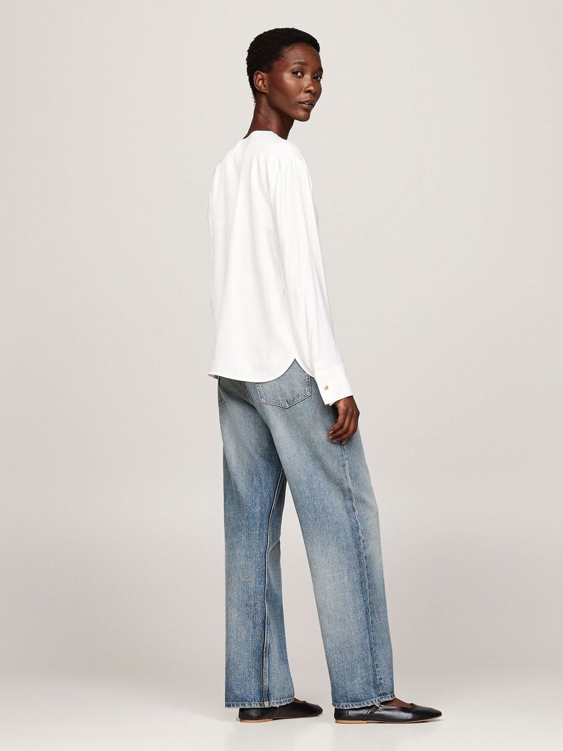 Blusa Amplia Con Botón En Relieve Blanco Tommy Hilfiger-2