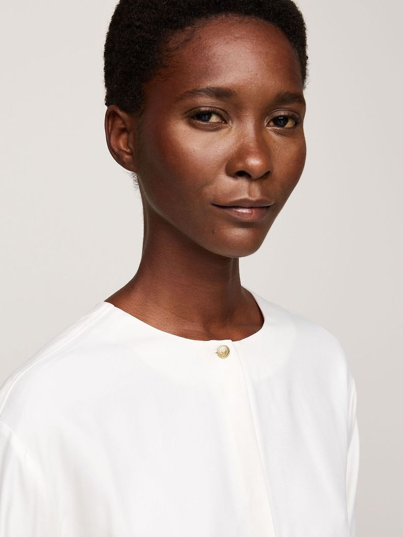 Blusa Amplia Con Botón En Relieve Blanco Tommy Hilfiger-3