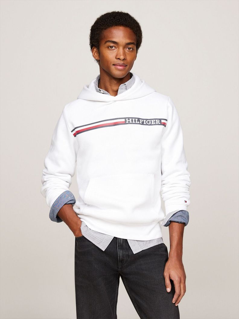 Polerón Hoodie Con Logo Stripe Blanco Tommy Hilfiger-0