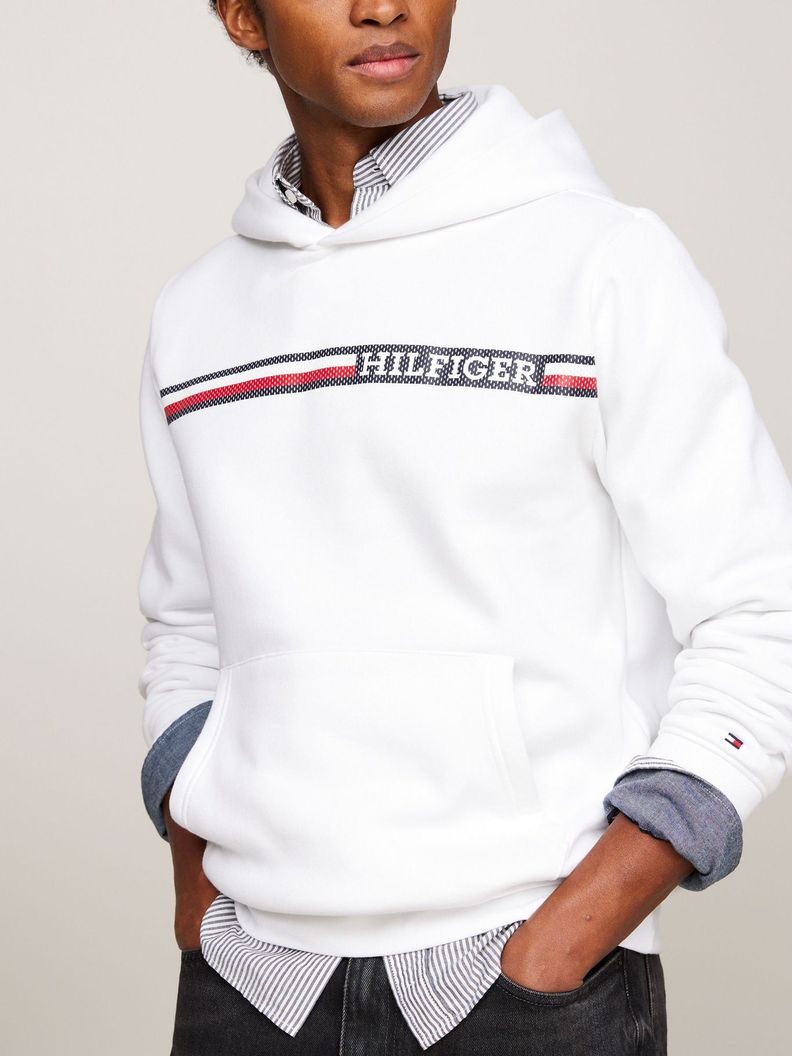 Polerón Hoodie Con Logo Stripe Blanco Tommy Hilfiger-3
