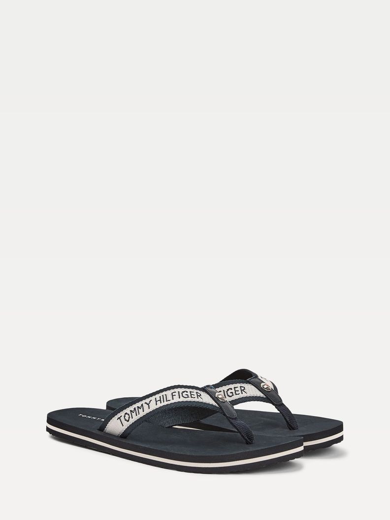 Sandalias Planas Con Logo Azul Tommy Hilfiger-0