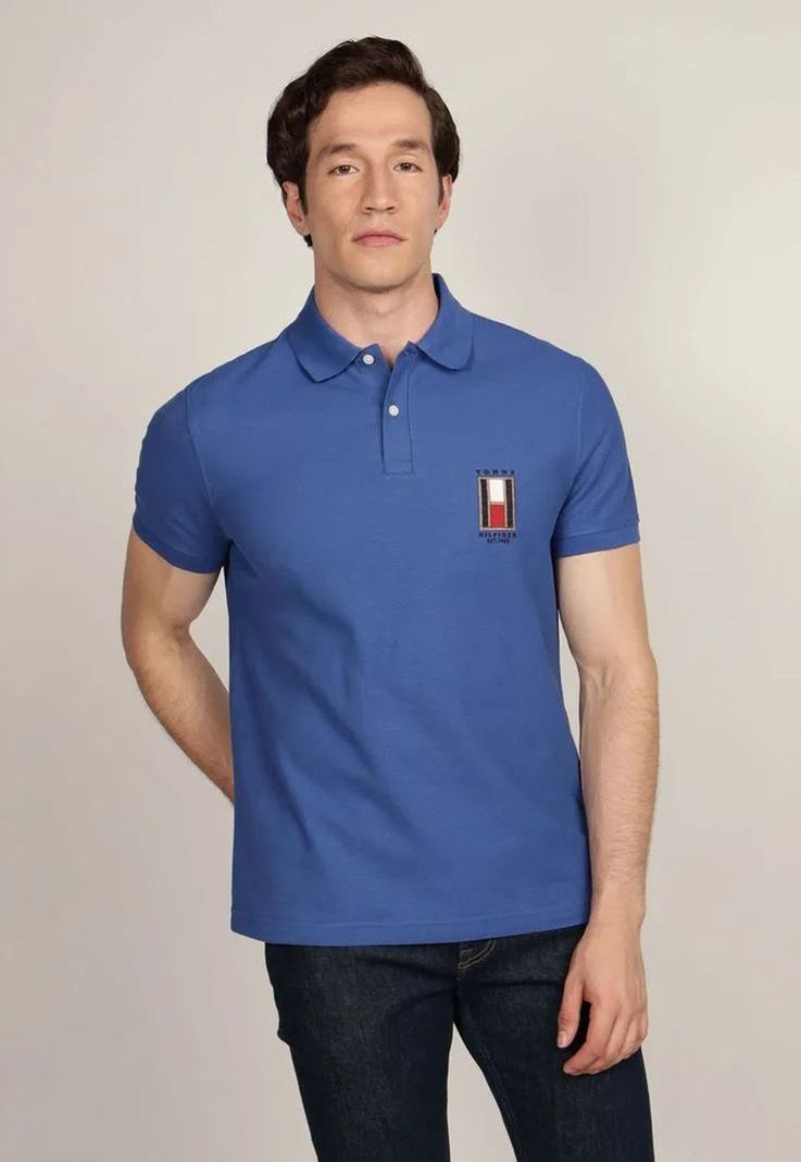 Polo Vertical Logo Corte Regular Azul Tommy Hilfiger-0