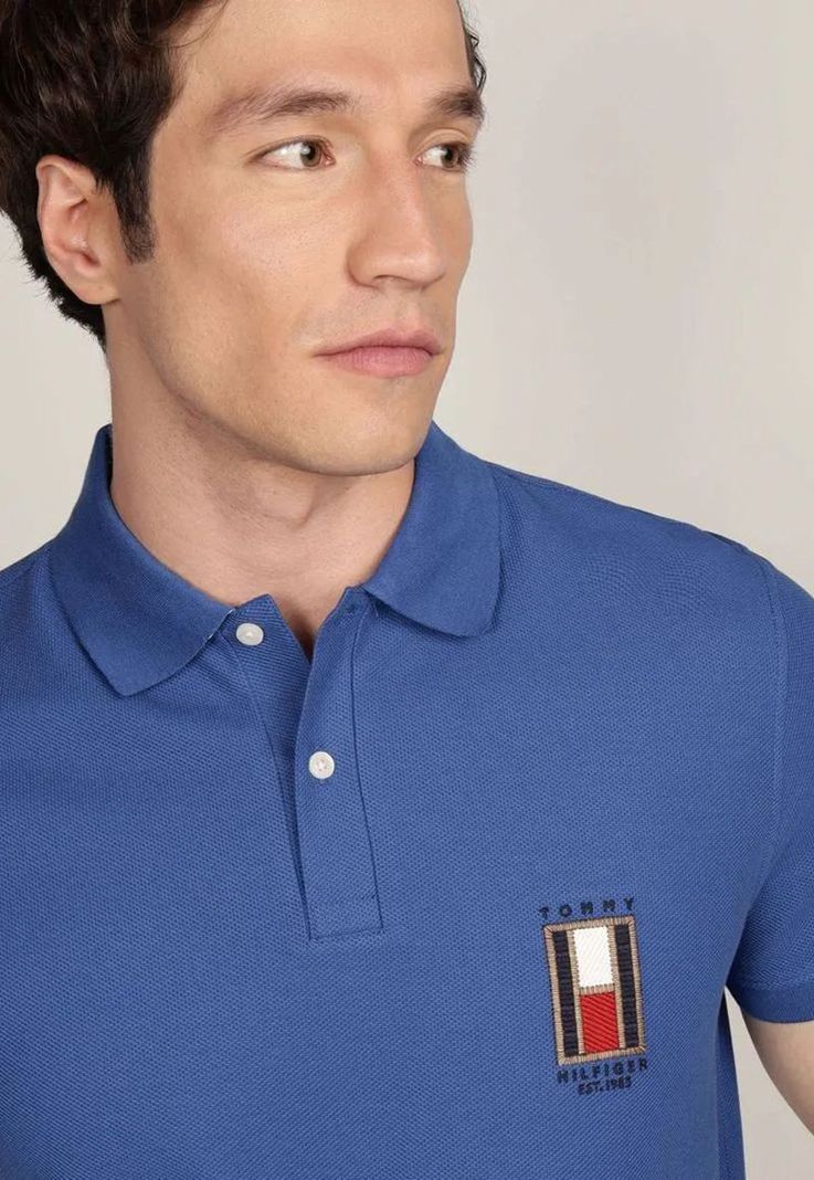 Polo Vertical Logo Corte Regular Azul Tommy Hilfiger-3