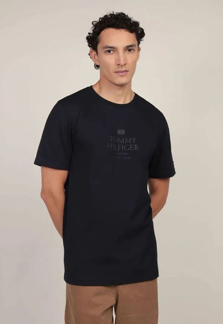 Polera Con Logo Tonal Azul Tommy Hilfiger-0