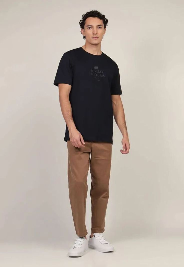 Polera Con Logo Tonal Azul Tommy Hilfiger-1