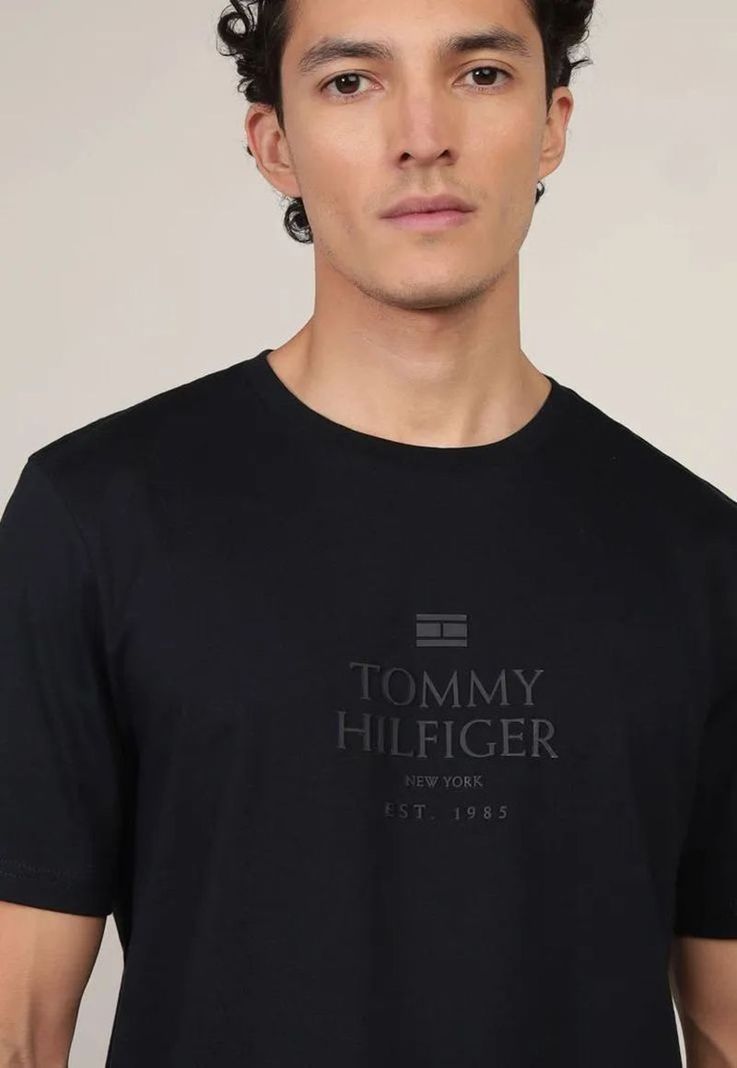 Polera Con Logo Tonal Azul Tommy Hilfiger-3