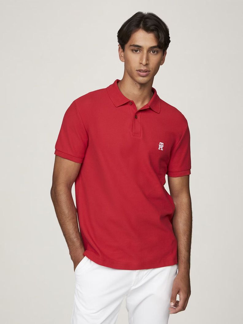 Polo Con Logo De Monogram Rojo Tommy Hilfiger-0