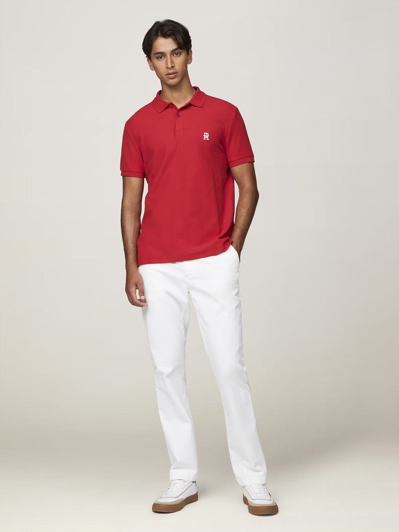 Polo Con Logo De Monogram Rojo Tommy Hilfiger-1