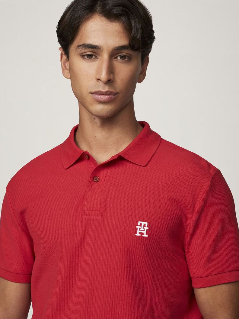 Polo Con Logo De Monogram Rojo Tommy Hilfiger-3