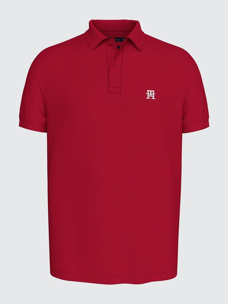 Polo Con Logo De Monogram Rojo Tommy Hilfiger-4