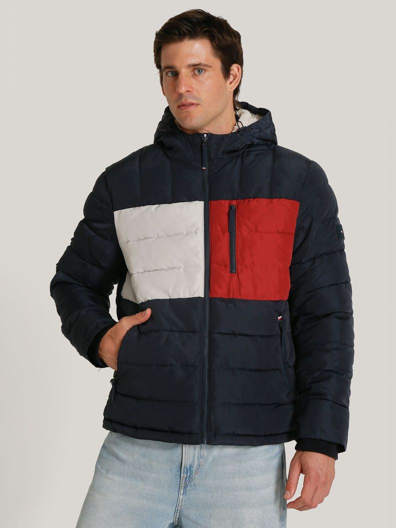 Parka Hoodie Quilted Con Logo Azul Tommy Hilfiger-0
