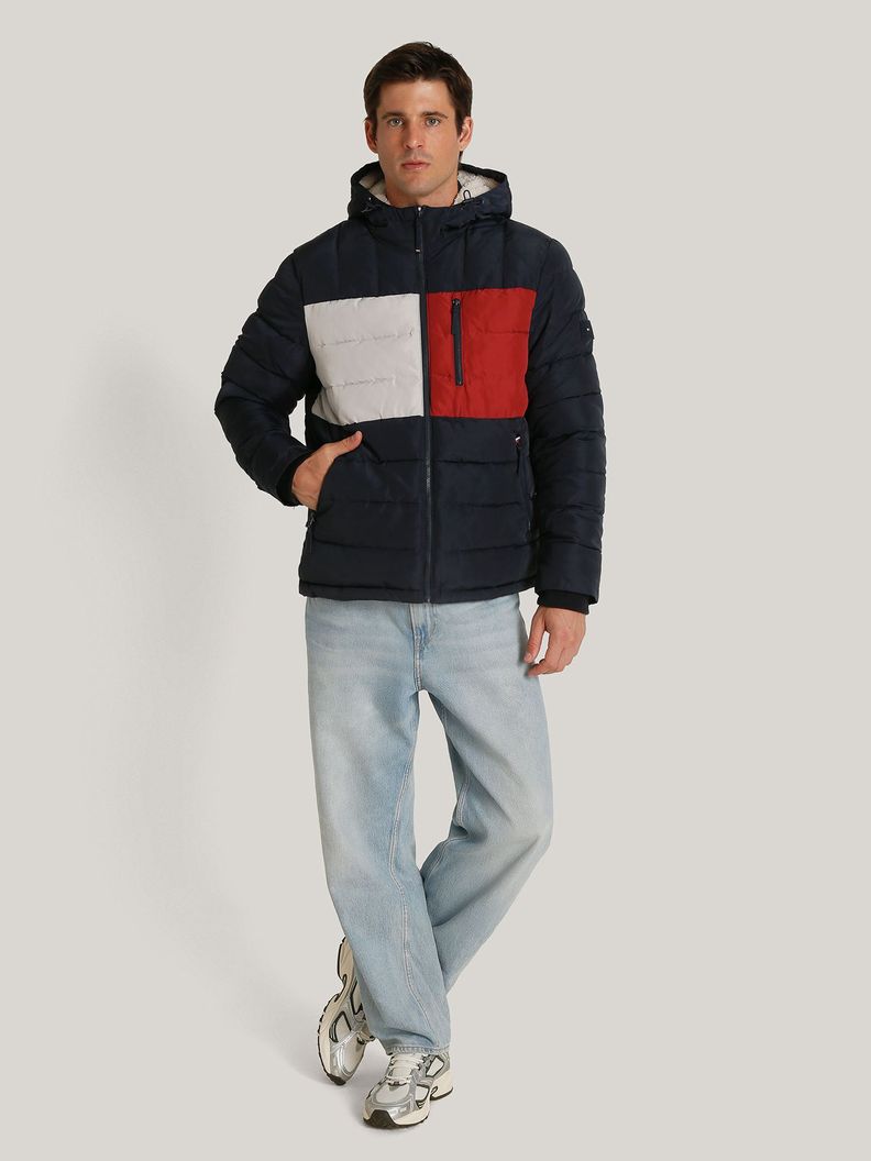 Parka Hoodie Quilted Con Logo Azul Tommy Hilfiger-1