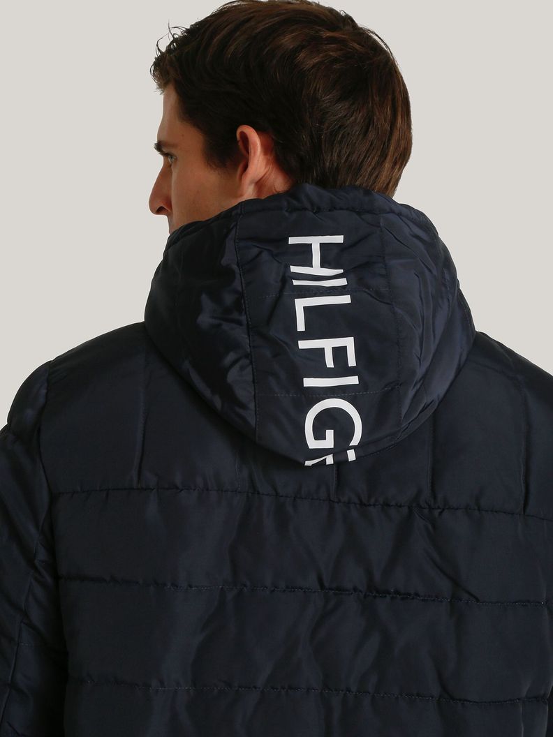 Parka Hoodie Quilted Con Logo Azul Tommy Hilfiger-3