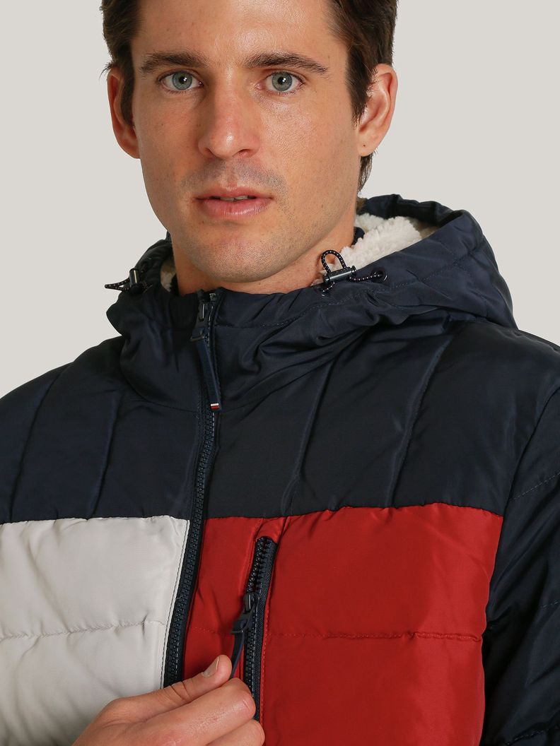 Parka Hoodie Quilted Con Logo Azul Tommy Hilfiger-4