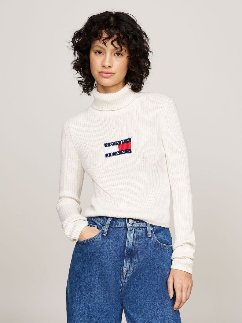 Sweater De Cuello Alto Slim Fit Beige Tommy Hilfiger-0