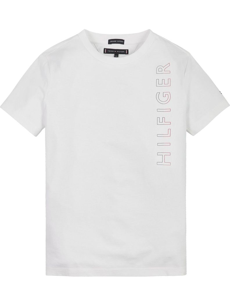 Polera De Niño Con Logo Vertical Blanco Tommy Hilfiger-0