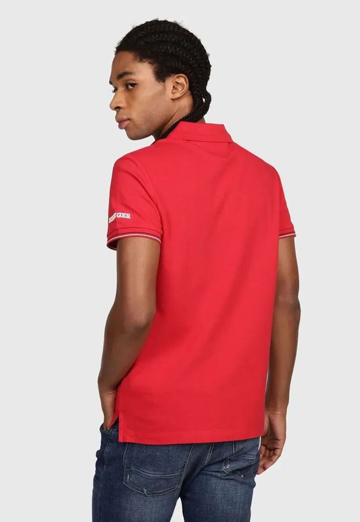 Polo Con Tapeta De Corte Slim Rojo Tommy Hilfiger-2