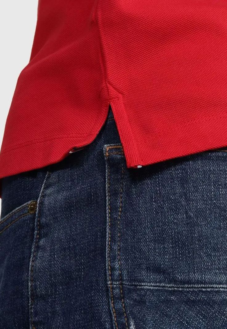 Polo Con Tapeta De Corte Slim Rojo Tommy Hilfiger-4