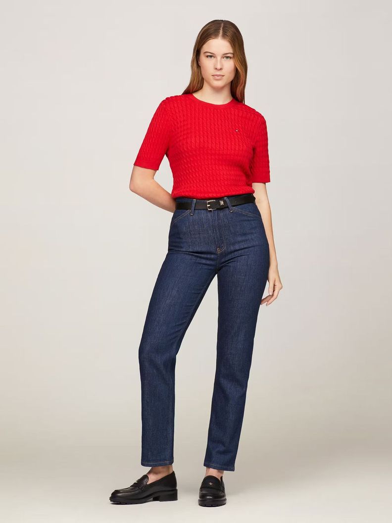 Sweater Tejido Cable Slim Fit Rojo Tommy Hilfiger-1