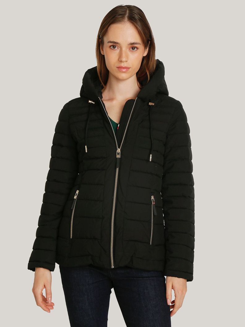 Parka Acolchada Ligera Con Gorro Negro Tommy Hilfiger-0