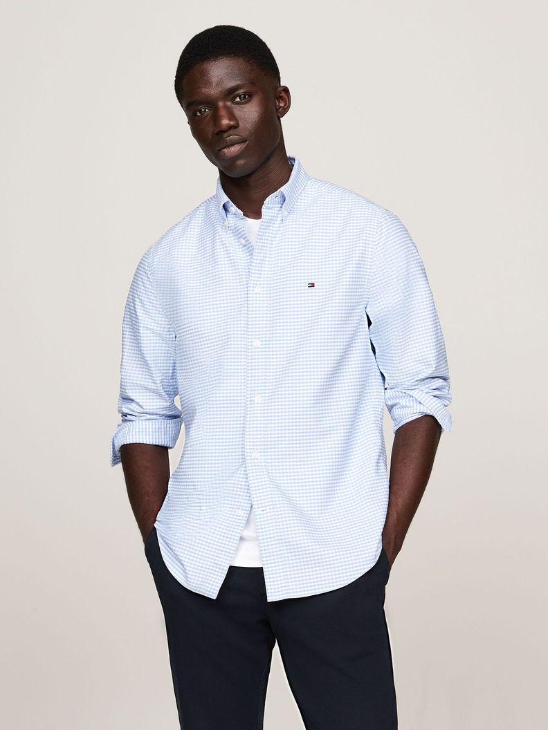 Camisa Heritage Oxford Gingham Regular Fit Celeste Tommy Hilfiger-0
