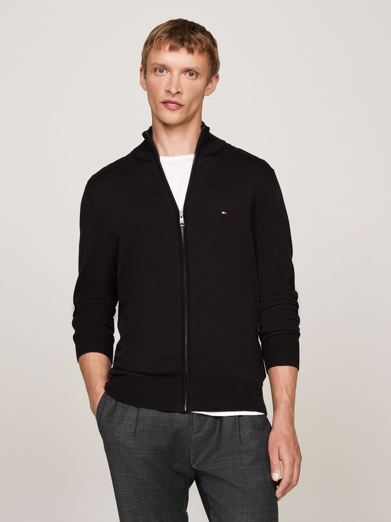 Sweater Essential Cotton Con Cierre Negro Tommy Hilfiger-0