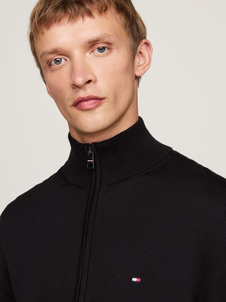 Sweater Essential Cotton Con Cierre Negro Tommy Hilfiger-3