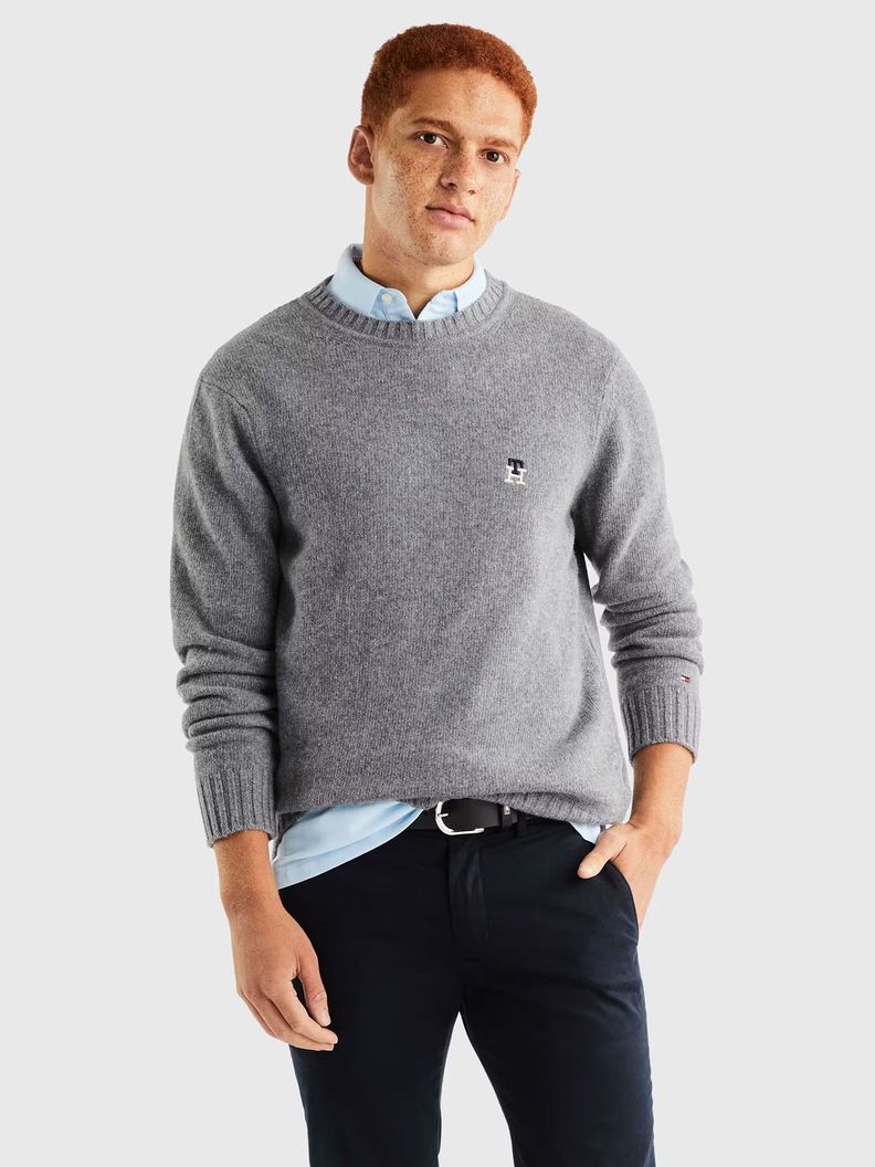 SWEATER LOGO MONOGRAM GRIS TOMMY HILFIGER-0