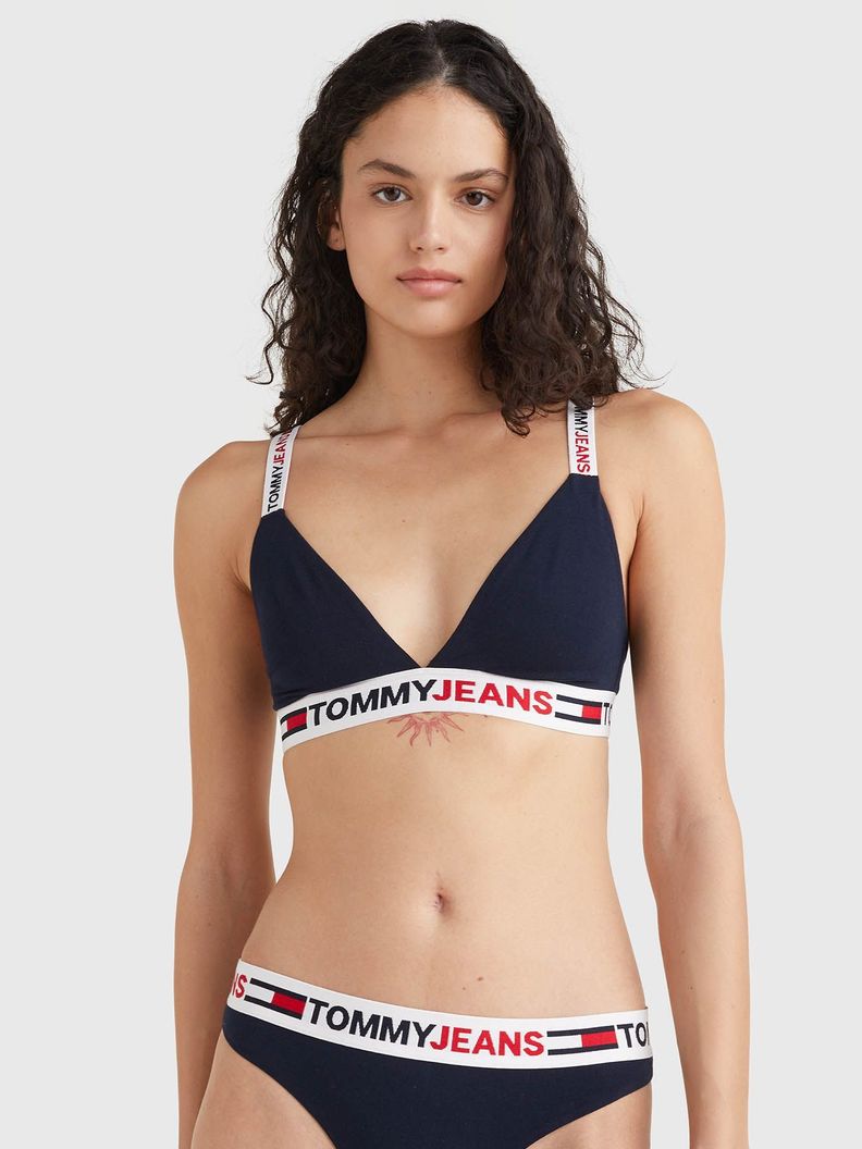 Bralette Triangular Con Logo Azul Tommy Hilfiger