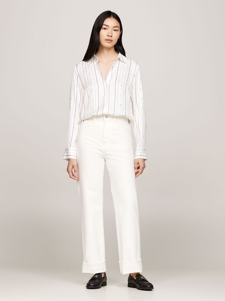 Camisa Rayas Con Lazo Cuello Blanco Tommy Hilfiger-1
