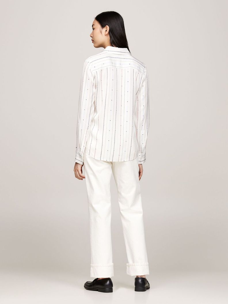 Camisa Rayas Con Lazo Cuello Blanco Tommy Hilfiger-2