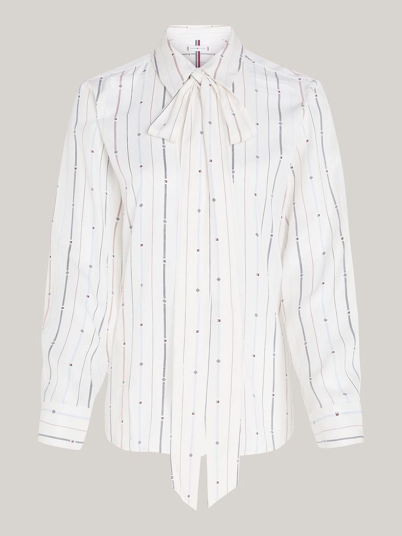 Camisa Rayas Con Lazo Cuello Blanco Tommy Hilfiger-4