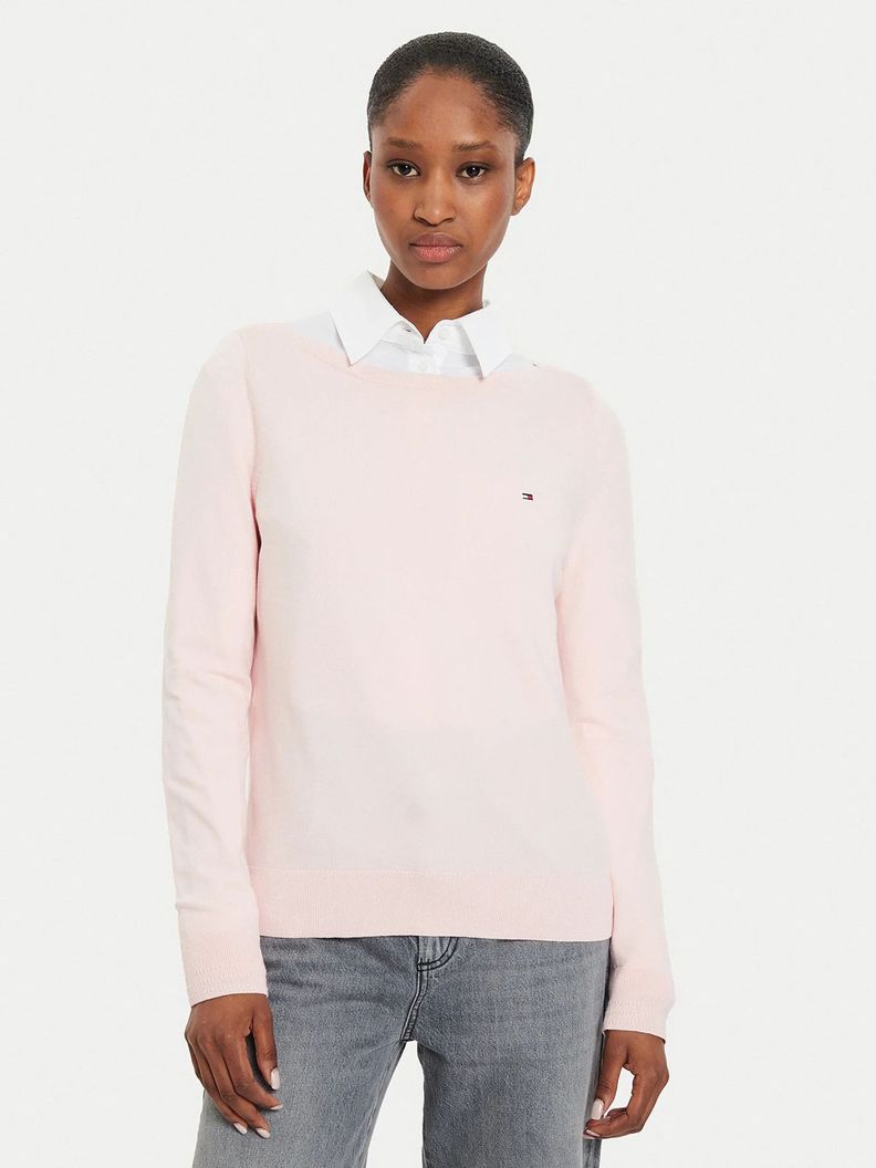Sweater Con Cuello Estilo Barco Rosado Tommy Hilfiger-0