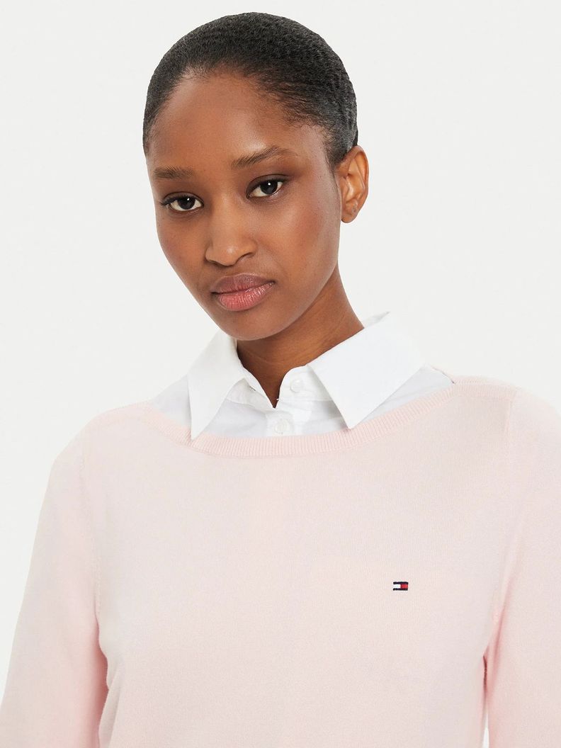 Sweater Con Cuello Estilo Barco Rosado Tommy Hilfiger-3