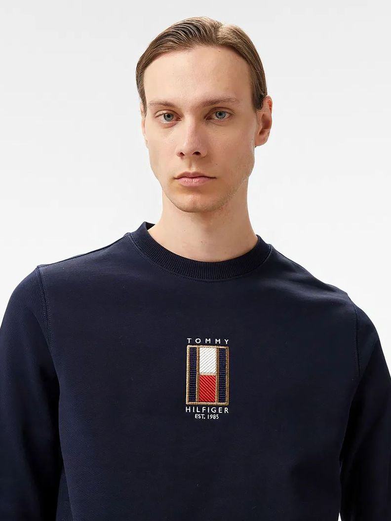 Polerón Con Logo Vertical Bordado Azul Tommy Hilfiger-3