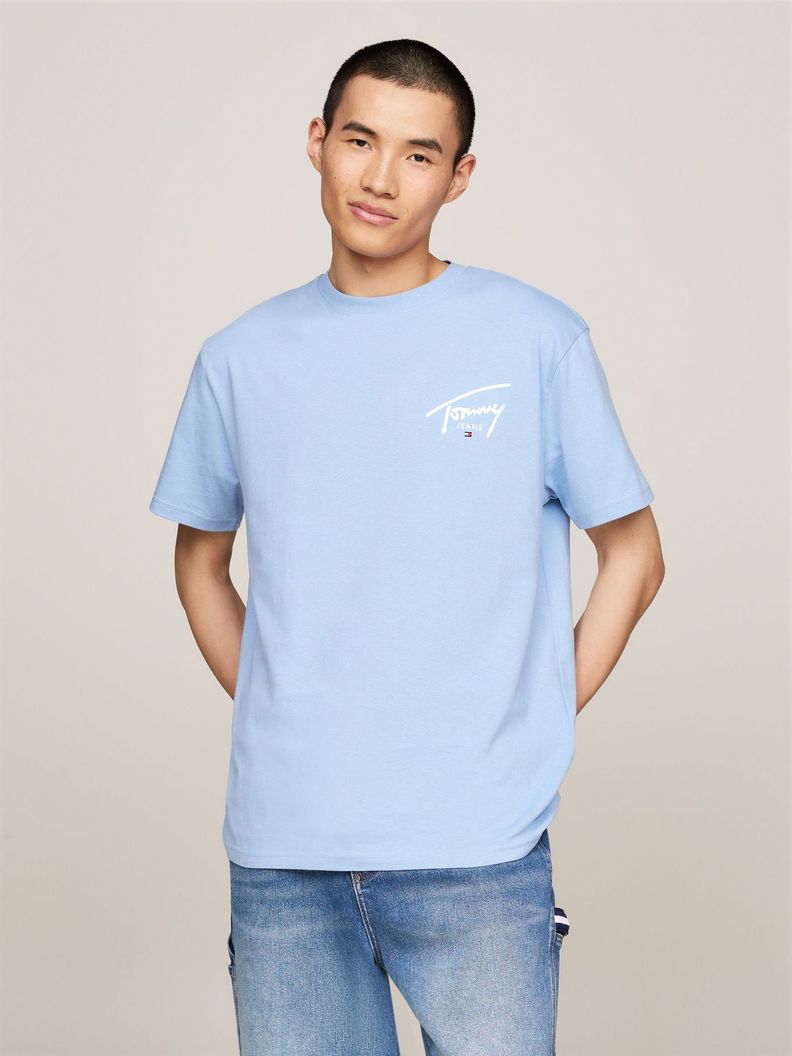 Polera Con Logo Signature Celeste Tommy Jeans-0