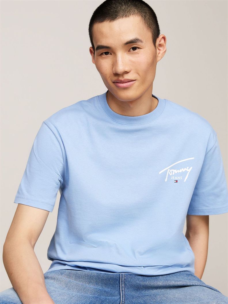Polera Con Logo Signature Celeste Tommy Jeans-3