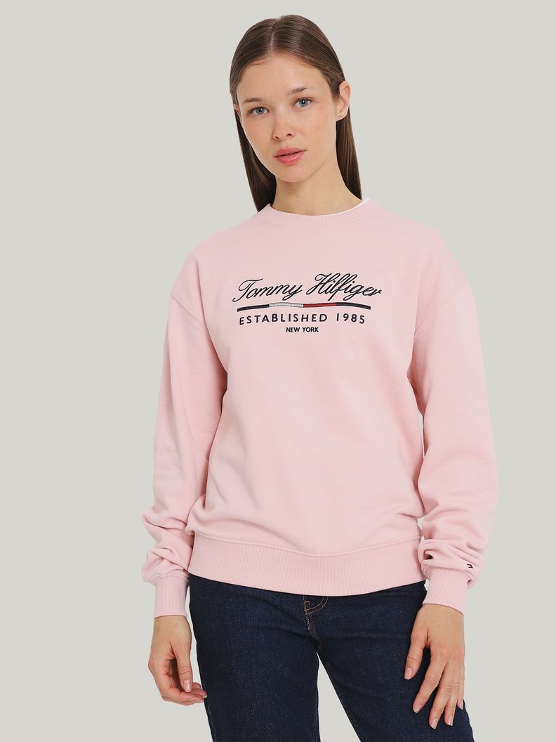 Polerón Script Con Logo Rosado Tommy Hilfiger