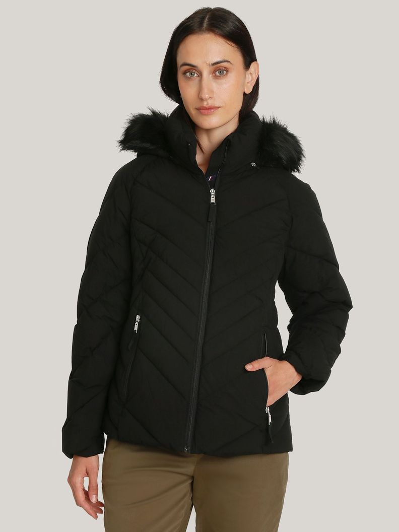 Parka Acolchada Con Gorro Teddy Negro Tommy Hilfiger-0